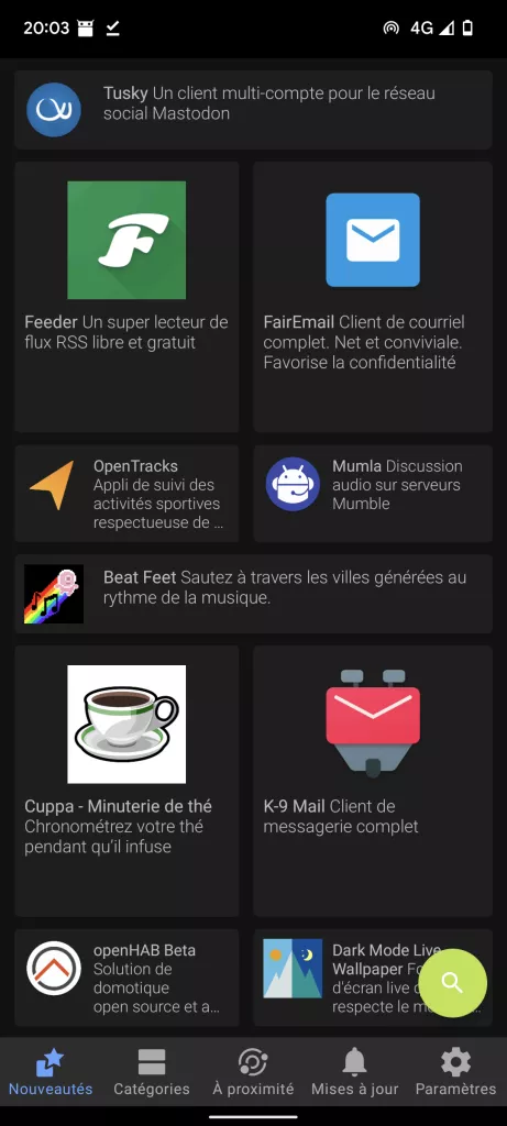 Les applications F-Droid