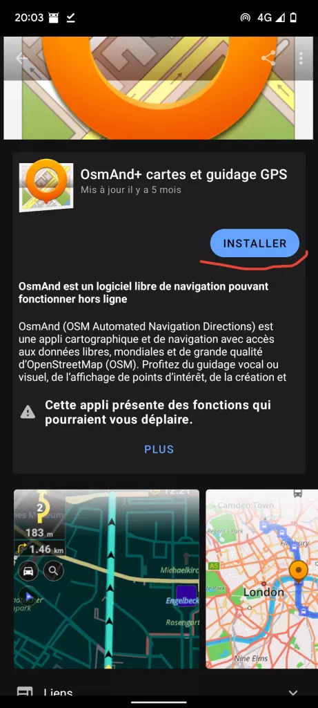 Installer OsmAnd+ depuis F-Droid